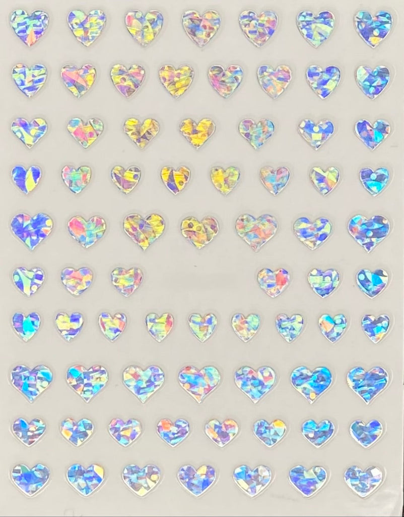 Silver holographic heart stickers