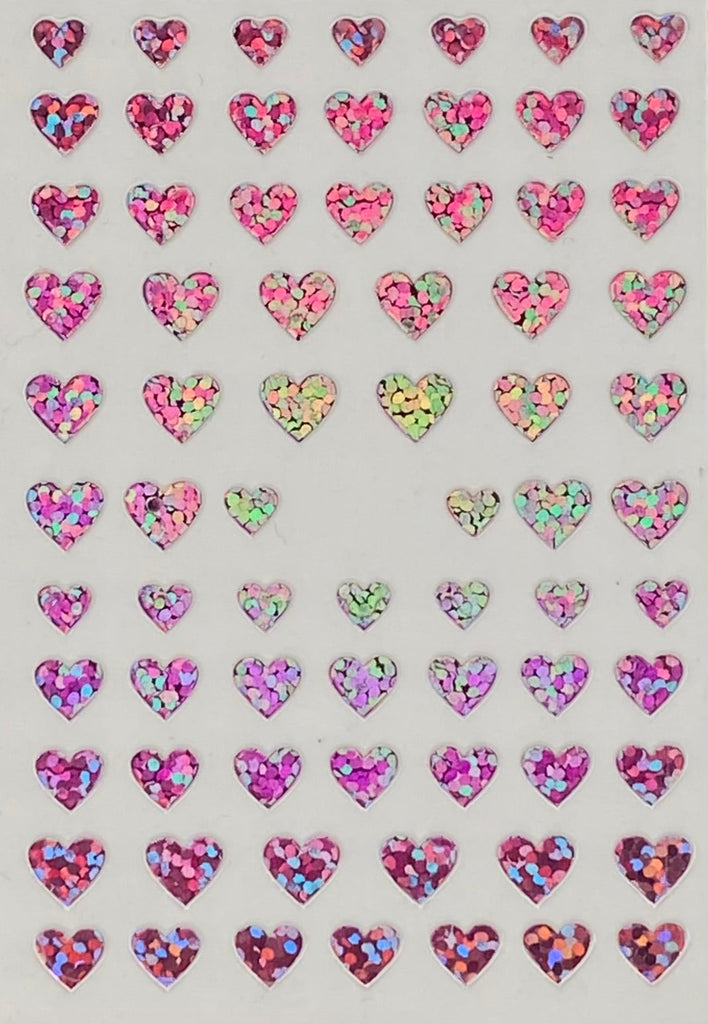 Hot pink holographic heart nail stickers