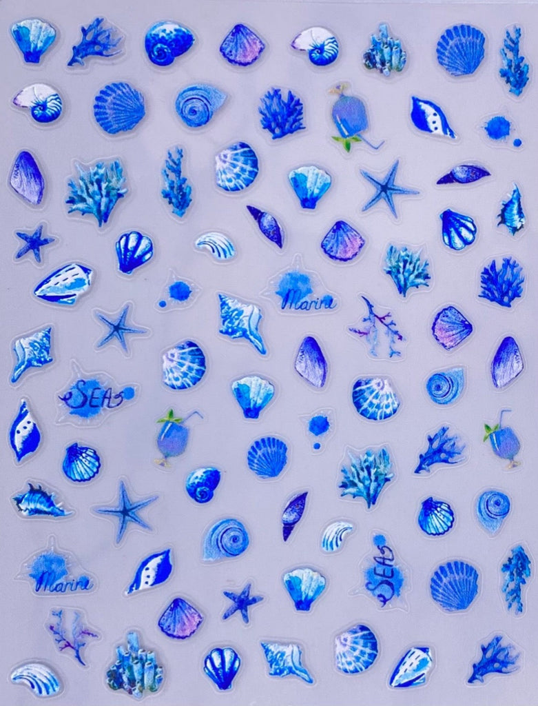 5D sea shells nail stickers