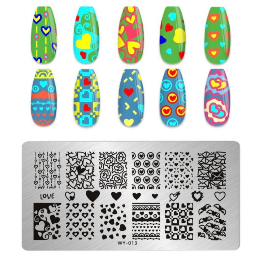 Heart nail art stamping plate