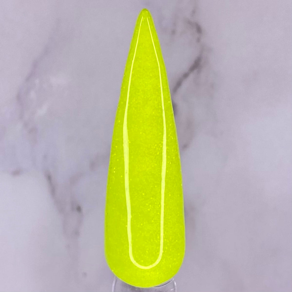 neon yellow dip powder green glow