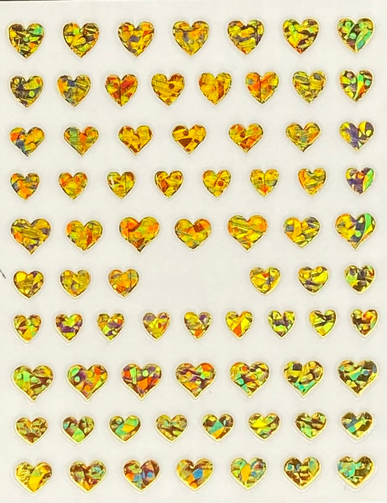 Gold holographic heart nail stickers
