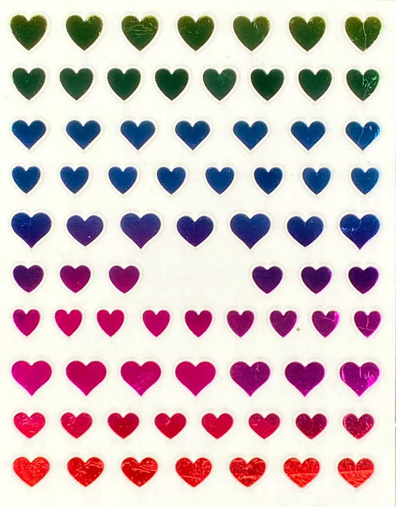 Rainbow hearts nail stickers