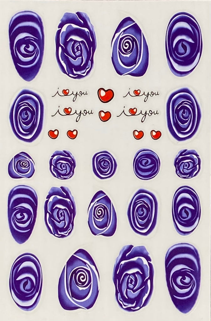 Purple roses nail art stickers