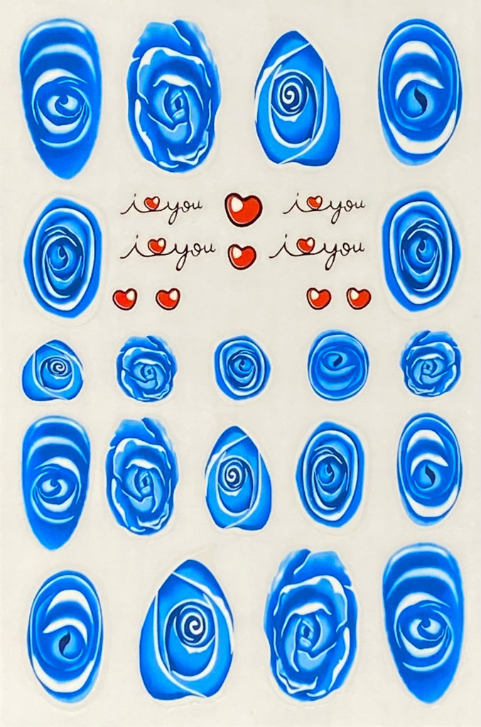 Blue roses nail art stickers