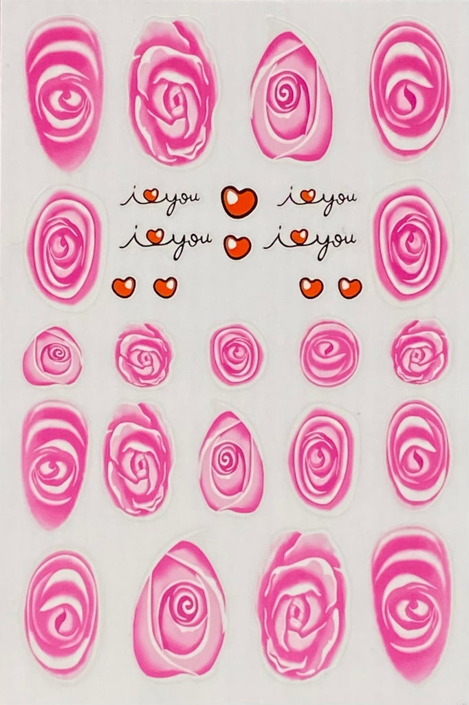 Pink Roses nail art stickers
