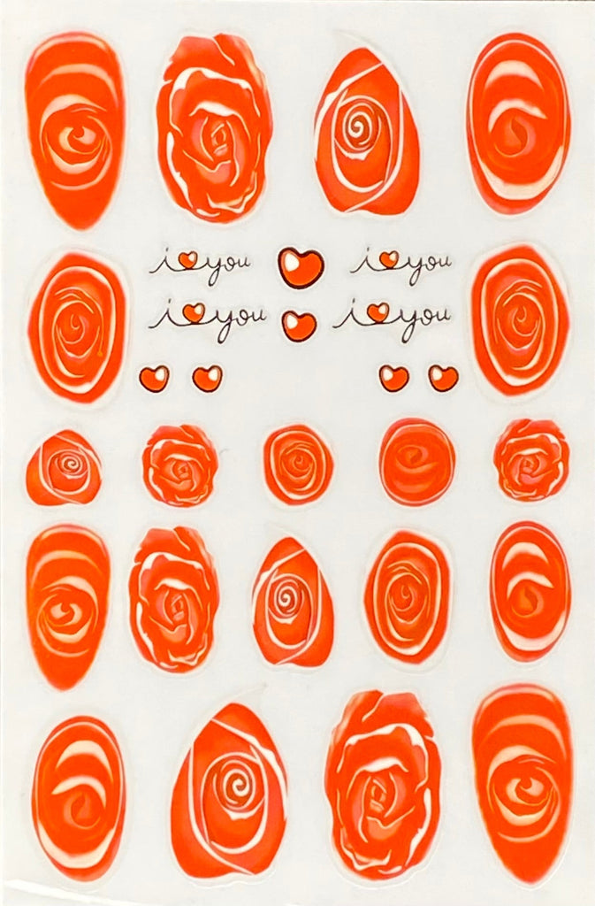 Orang rose nail art stickers