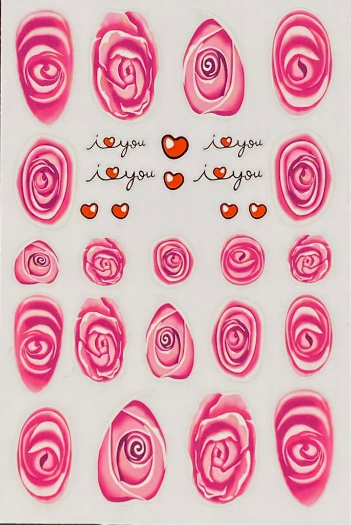 Hot Pink Rose nail art stickers
